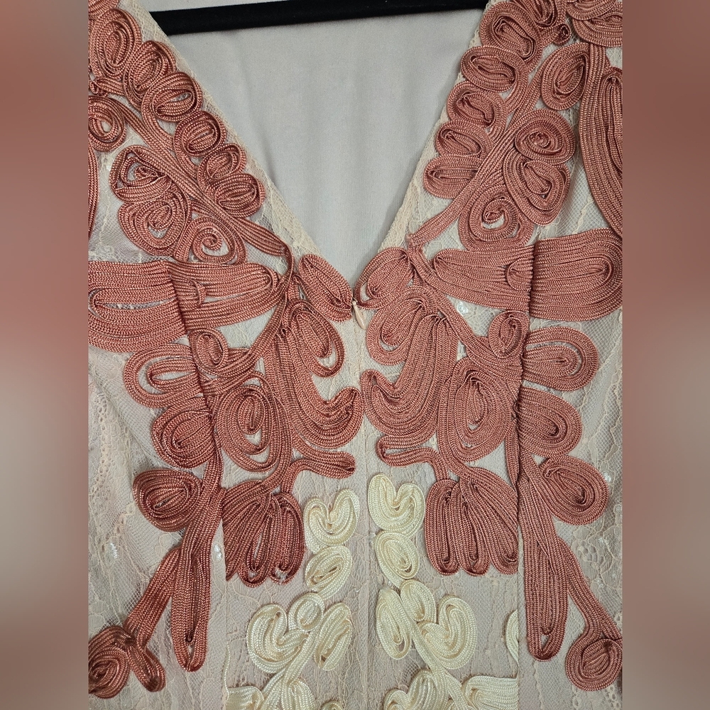 Js Collections Soutache Salmon Two-Tone Lace Midi… - image 8